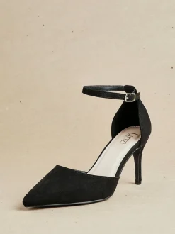 Noir - Linzi Lavora Coupe large Stiletto Escarpin With Ankle Strap