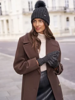 Noir - Lipsy Chapeau à pompon côtelé scintillant