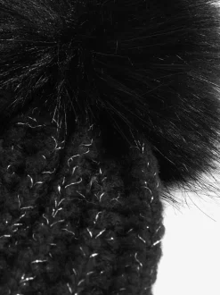 Noir - Lipsy Chapeau à pompon côtelé scintillant