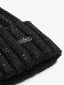 Noir - Lipsy Chapeau à pompon côtelé scintillant