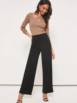 Noir - Lipsy Pantalon large taille haute