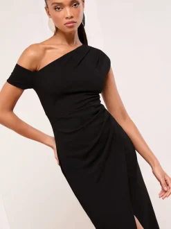 Noir - Lipsy Robe mi-longue à taille froncée et à épaules découvertes
