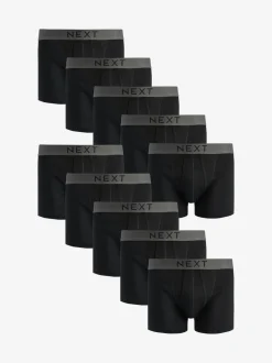 Noir - Lot de 10 - A-Front Pure 100% Coton Boxer