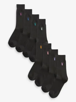 Noir - Lot de 8 - Chaussettes brodées Multi Stag Lasting Fresh