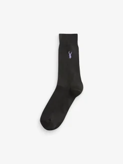 Noir - Lot de 8 - Chaussettes brodées Multi Stag Lasting Fresh