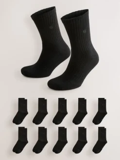 Noir - Lot de 10 chaussettes de sport à semelle rembourrée