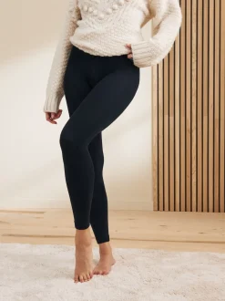 Noir - Lot de 1 collants sans pieds thermiques doublés en polaire