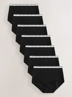 Noir - Lot de 7 culottes à logo en coton