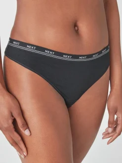 Noir - Lot de 4 culottes à logo en coton