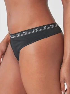 Noir - Lot de 4 culottes à logo en coton