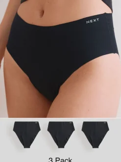 Noir - Lot de 3 culottes en coton majoritaire sans VPL