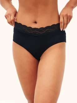 Noir - Lot de 4 culottes en coton et dentelle