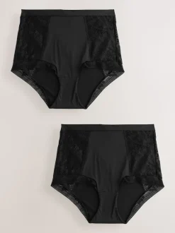 Noir - Lot de 2 culottes en dentelle et microfibre