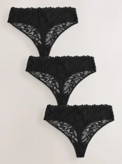 Noir - Lot de 3 culottes NVPL en dentelle sur le devant