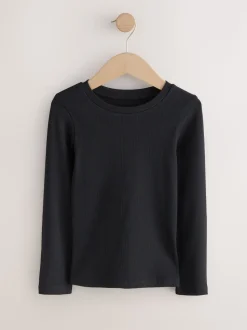 Noir - Lot de 3 Hauts à manches longues côtelés (3-16ans)