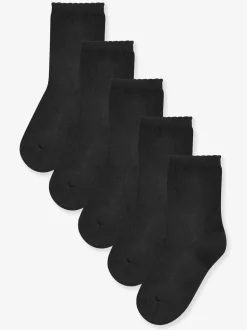 Noir - Lot de 5 paires de chaussettes de sport pour l'école enrichies en coton matelassées