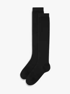 Noir - Lot de 2 paires de chaussettes hauteur genou en modal