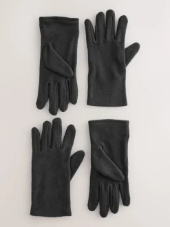 Noir - Lot de 2 paires de gants en polaire