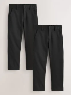 Noir - Lot de 2 Pantalons d’école Coupe standard (3-17ans)