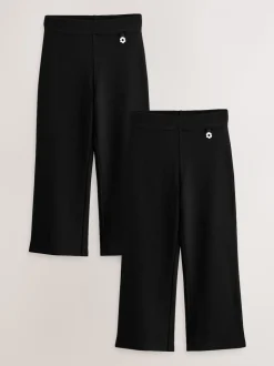 Noir - Lot de 2 pantalons d’école extensibles riches en coton à enfiler (3-17ans)