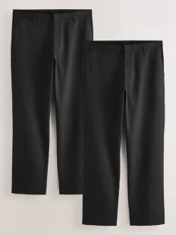 Noir - Lot de 2 pantalons intelligents unis sur le devant