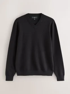 Noir - Lot de 2 pulls à col en V doux au toucher coupe classique