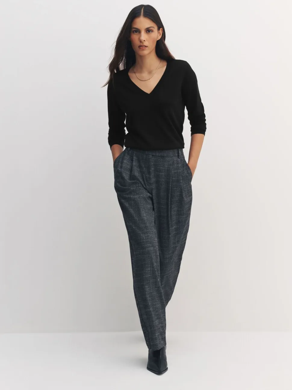 Noir - Lot de 2 pulls riches en coton doux à col en V