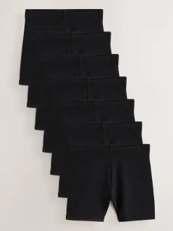 Noir - Lot de 7 shorts de vélo extensibles en coton riche (3-16ans)