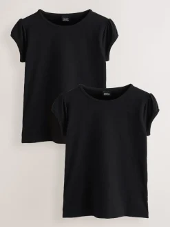 Noir - Lot de 2 t-shirts à manches bouffantes (3-16ans)