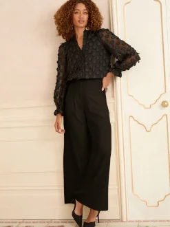 Noir - Love & Roses chemisier à manches longues à pois 3D