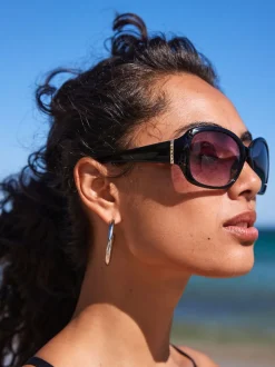 Noir - Lunettes de soleil à découpe effet dégradé