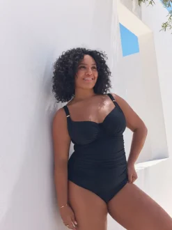 Noir - Maillot de bain DK à armatures avec contrôle du ventre