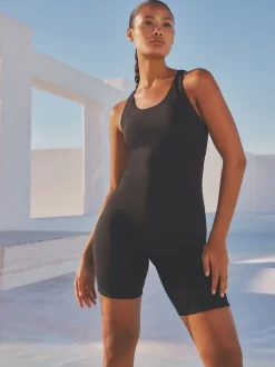 Noir - Maillot de bain Unitard avec contrôle du ventre