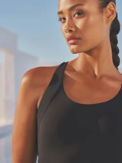 Noir - Maillot de bain Unitard avec contrôle du ventre