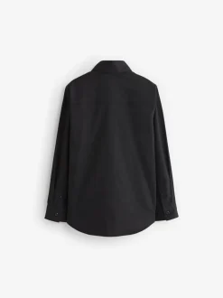 Noir - Manches longues Chemises à bordures intelligentes (3-16yrs)