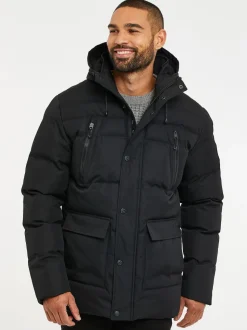 Noir - Manteau bouffant imperméable à capuche de Threadbare