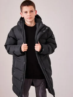 Noir - Manteau bouffant long imperméable doublé de polaire (3-17yrs)