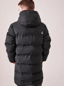 Noir - Manteau bouffant long imperméable doublé de polaire (3-17yrs)