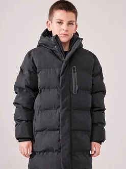 Noir - Manteau bouffant long imperméable doublé de polaire (3-17yrs)
