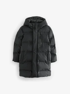 Noir - Manteau bouffant long imperméable doublé de polaire (3-17yrs)