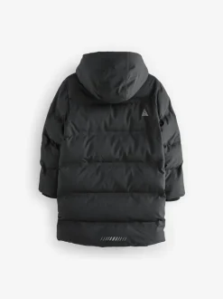 Noir - Manteau bouffant long imperméable doublé de polaire (3-17yrs)