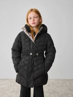 Noir - Manteau Ceinturé Baker by Ted Baker, mi-lourd, matelassé et Résistant à la douche