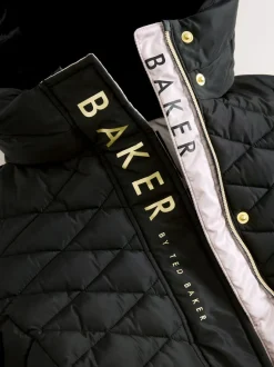 Noir - Manteau Ceinturé Baker by Ted Baker, mi-lourd, matelassé et Résistant à la douche