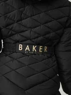 Noir - Manteau Ceinturé Baker by Ted Baker, mi-lourd, matelassé et Résistant à la douche