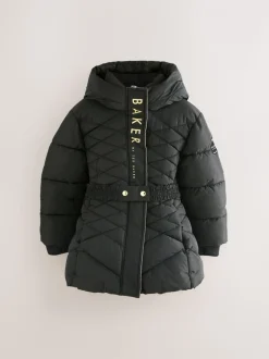 Noir - Manteau Ceinturé Baker by Ted Baker, mi-lourd, matelassé et Résistant à la douche