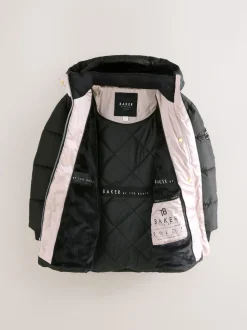 Noir - Manteau Ceinturé Baker by Ted Baker, mi-lourd, matelassé et Résistant à la douche