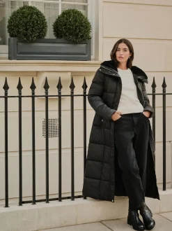 Noir - Manteau long matelassé Résistant à la douche