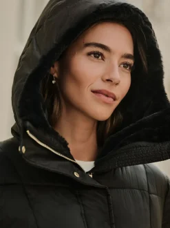 Noir - Manteau long matelassé Résistant à la douche