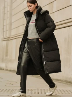 Noir - Manteau long rembourré imperméable