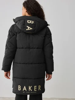Noir - Manteau matelassé long imperméable Baker by Ted Baker fille